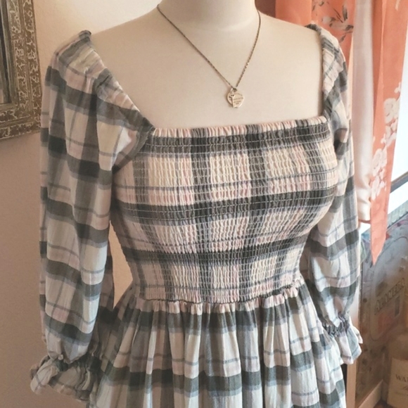 Madewell Lucie Puff Elbow Sleeve Smocked Mini Dress Size XS - Picture 2 of 14